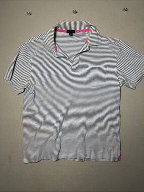 Lilly Pulitzer Men's Blue & White Striped Polo 100% Pima cotton